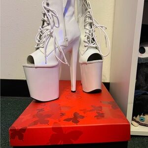 White Platform Lace-Up Women's Shoes